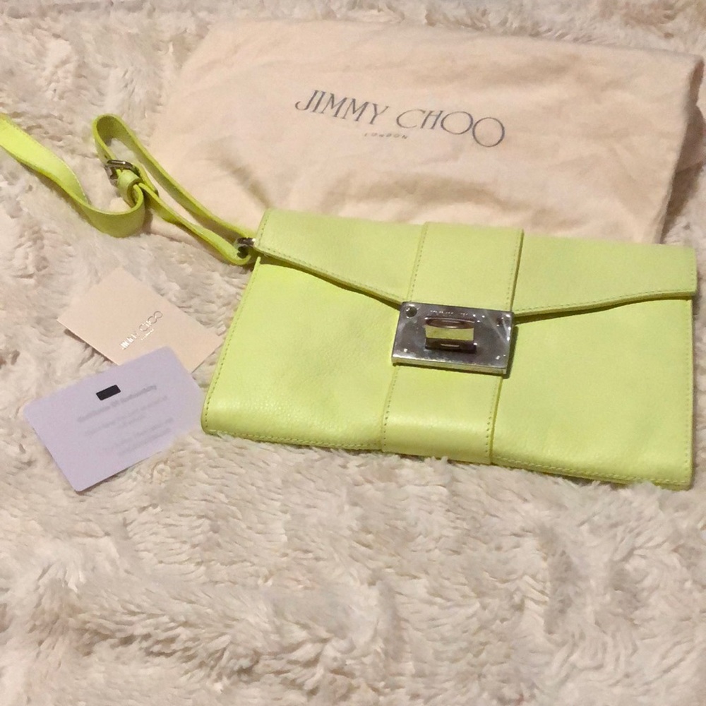 ⭐️HOST PICK⭐️Authentic Jimmy Choo Light Green Clutch - Discoloured Inside